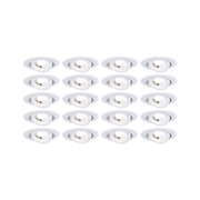 LED Einbauleuchte 20er-Pack schwenkbar rund 82mm 4,8W 450lm 3000K Weiß matt 230V