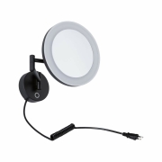 LED Kosmetikspiegel Masua mit White-Switch Funktion 1,2m Spiralkabel mit Stecker ausziehbarer Arm IP44 55lm 230V 4W Schwarz matt