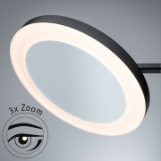 LED Kosmetikspiegel Masua mit White-Switch Funktion 1,2m Spiralkabel mit Stecker ausziehbarer Arm IP44 55lm 230V 4W Schwarz matt