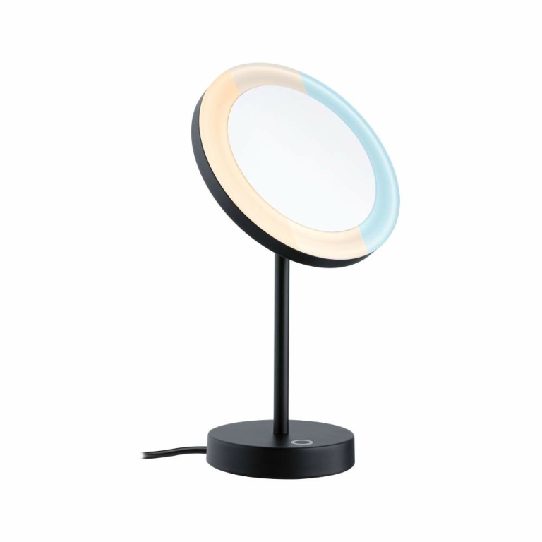 Paulmann LED Kosmetik- & Rasierspiegel Masua mit White-Switch Funktion freistehend Euroflachstecker IP44 55lm 230V 4W  Schwarz matt