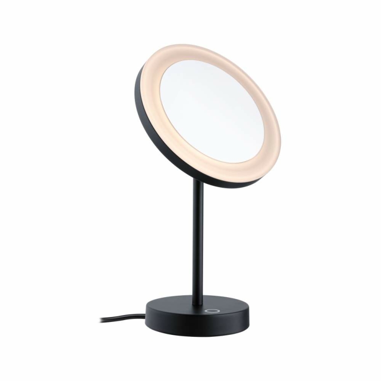 Paulmann LED Kosmetik- & Rasierspiegel Masua mit White-Switch Funktion freistehend Euroflachstecker IP44 55lm 230V 4W  Schwarz matt