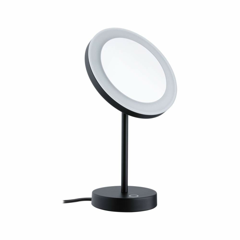 Paulmann LED Kosmetik- & Rasierspiegel Masua mit White-Switch Funktion freistehend Euroflachstecker IP44 55lm 230V 4W  Schwarz matt