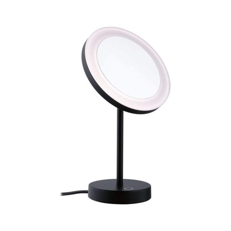 Paulmann LED Kosmetik- & Rasierspiegel Masua mit White-Switch Funktion freistehend Euroflachstecker IP44 55lm 230V 4W  Schwarz matt