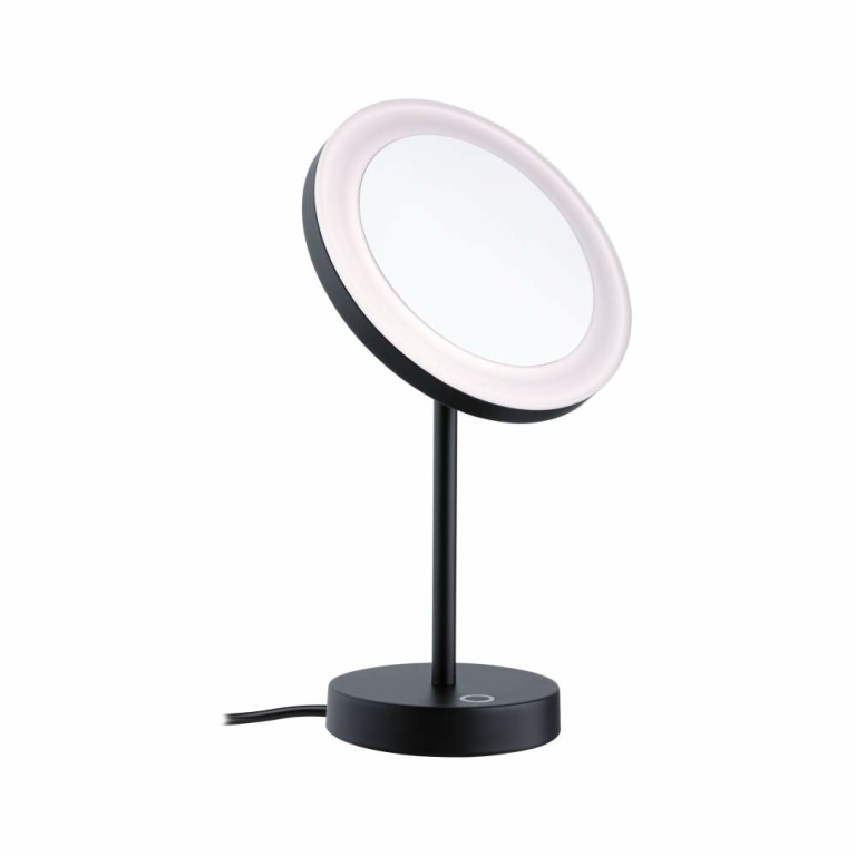 Paulmann LED Kosmetik- & Rasierspiegel Masua mit White-Switch Funktion freistehend Euroflachstecker IP44 55lm 230V 4W  Schwarz matt