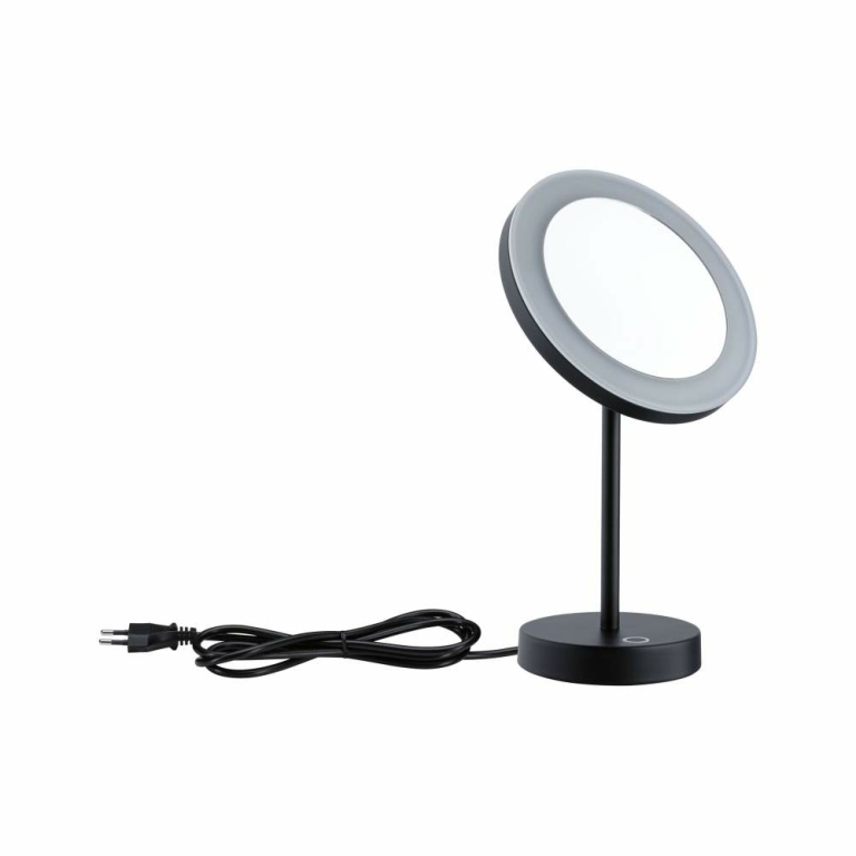 Paulmann LED Kosmetik- & Rasierspiegel Masua mit White-Switch Funktion freistehend Euroflachstecker IP44 55lm 230V 4W  Schwarz matt