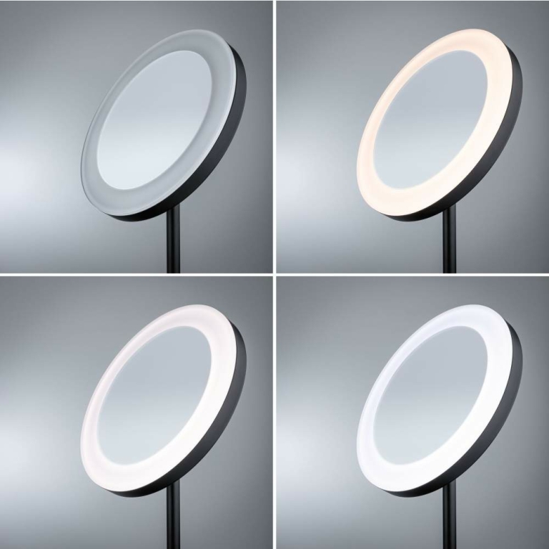 Paulmann LED Kosmetik- & Rasierspiegel Masua mit White-Switch Funktion freistehend Euroflachstecker IP44 55lm 230V 4W  Schwarz matt