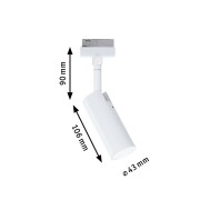 URail LED Schienenspot 3-Step-Dim Tubo Einzelspot  170lm 4W 4000K dimmbar 230V Signalweiß