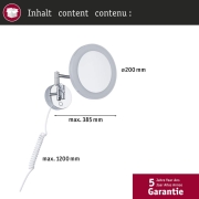 LED Kosmetikspiegel Masua  IP44  White Switch 55lm 230V 4W  Chrom