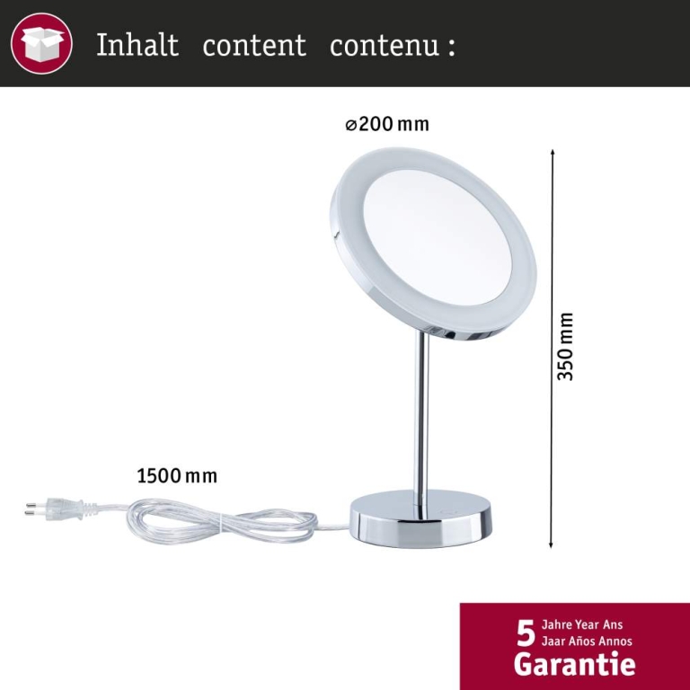 Paulmann LED Kosmetikspiegel Masua  IP44  White Switch 55lm 230V 4W  Chrom