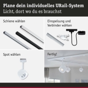URail LED Schienenspot Pane   650lm 7,4W 3000K dimmbar 230V Signalweiß