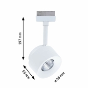 URail LED Schienenspot Pane   650lm 7,4W 3000K dimmbar 230V Signalweiß