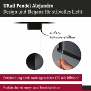 URail LED-Pendelleuchte Alejandro 10W 800lm 4000K 3-Step-Dim dimmbar Schwarz matt (LED fest verbaut)