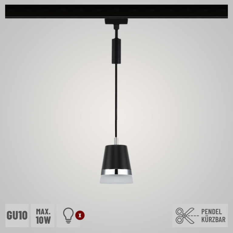 Paulmann URail Pendelleuchte Cone GU10  max. 10W dimmbar Schwarz matt