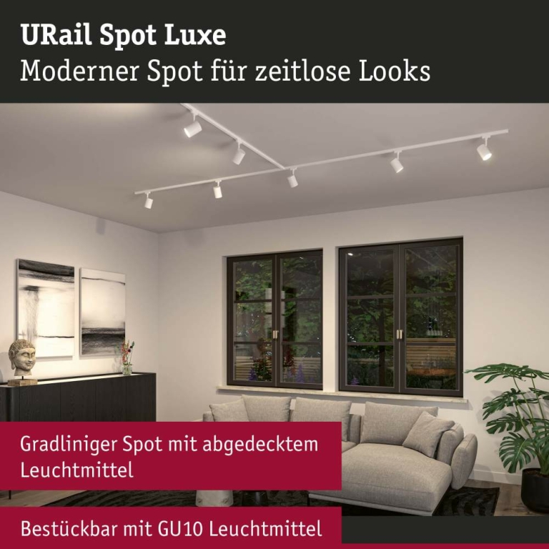 Paulmann URail Schienenspot Luxe Signalweiß GU10  max. 10W dimmbar 230V