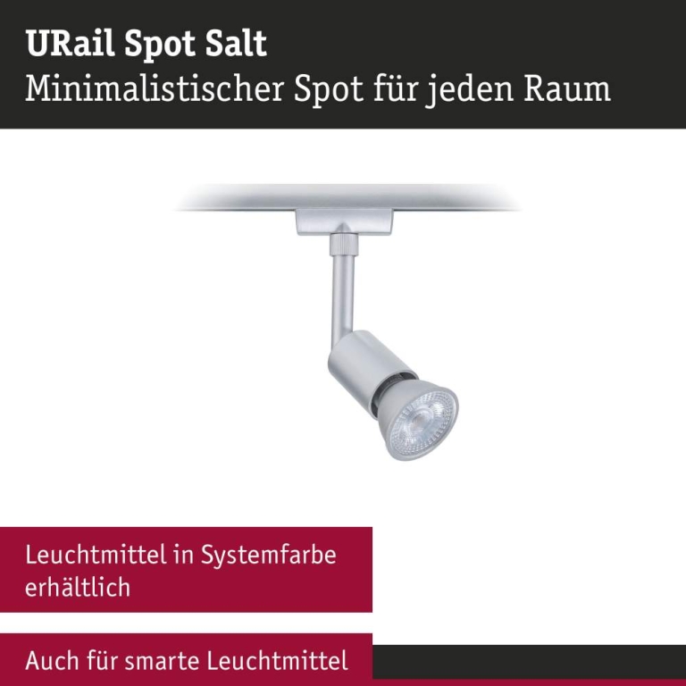 Paulmann URail Schienenspot Salt GU10 max. 10W dimmbar Chrom matt