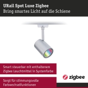 URail LED Schienenspot Luxe Chrom matt GU10 350lm 4,8W Smart Home Zigbee 3.0 RGBW+ dimmbar 230V
