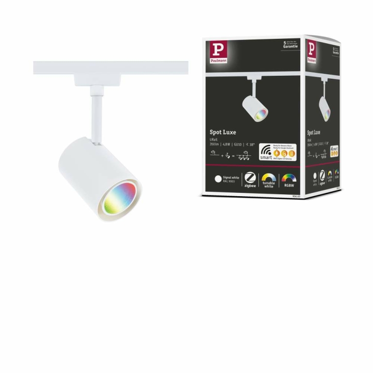 Paulmann URail LED Schienenspot Luxe Signalweiß GU10 350lm 4,8W Smart Home Zigbee 3.0 RGBW+ dimmbar 230V