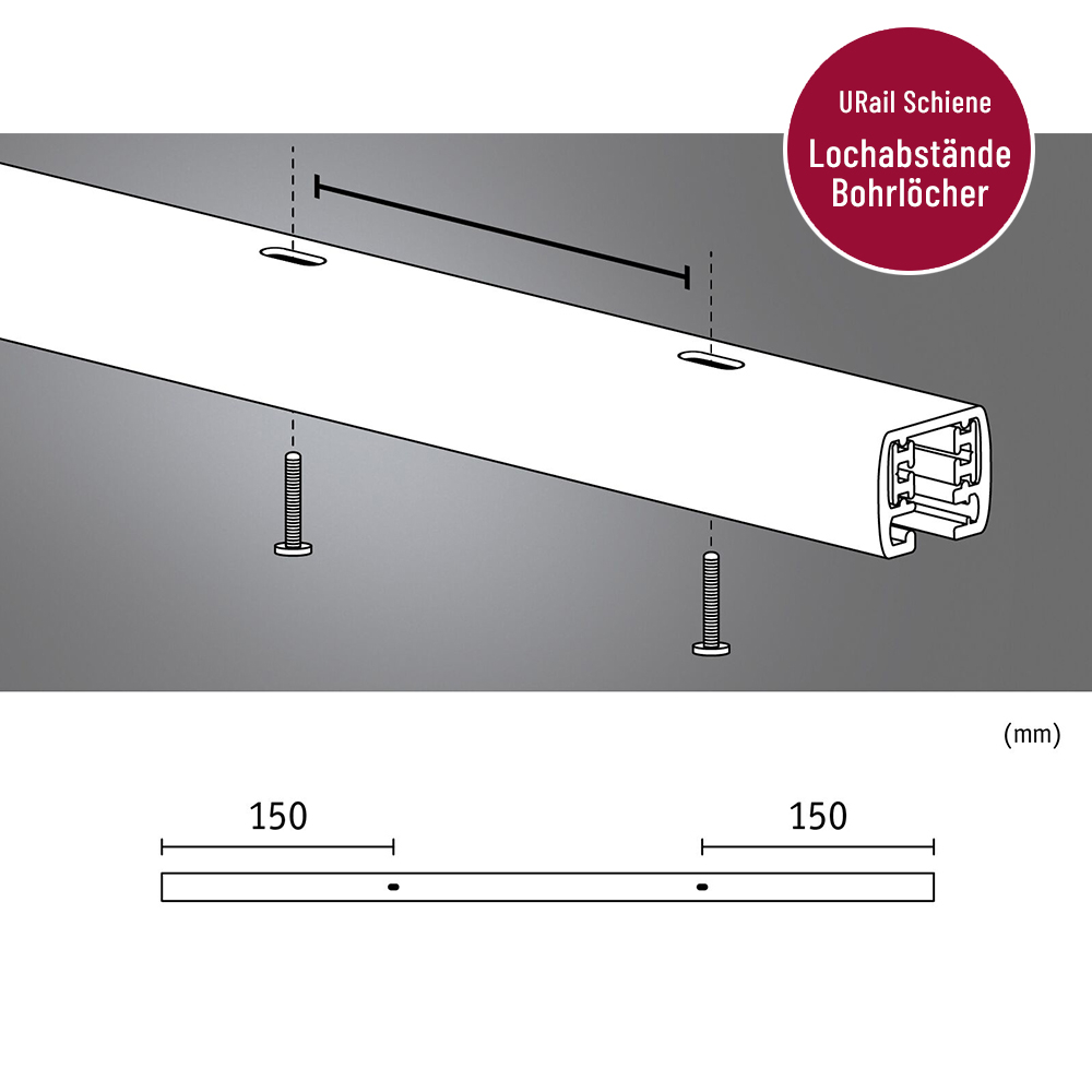 Paulmann 96854 URail Schiene 50 cm Chrom matt 230V | Lampen1a