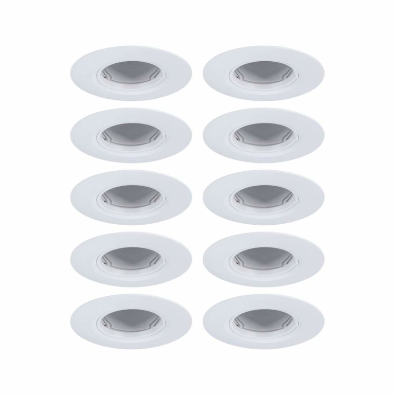 Paulmann Einbauleuchte 10er-Pack starr rund Weiß 90mm GU10 max. 10x10W 230V dimmbar