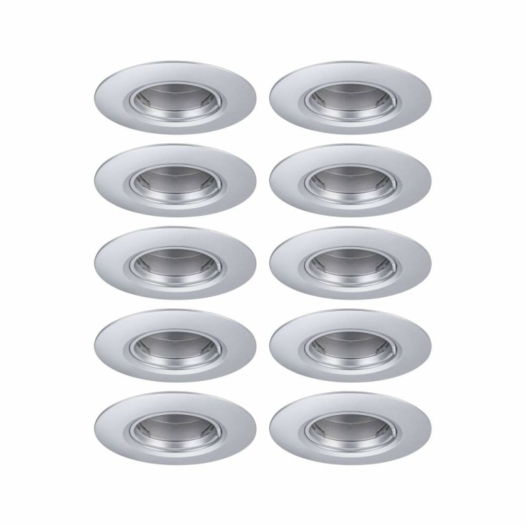 Paulmann Einbauleuchte 10er-Pack starr rund Chrom matt 90mm GU10 max. 10x10W 230V dimmbar