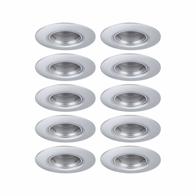 Paulmann Einbauleuchte 10er-Pack starr rund Chrom matt 90mm GU10 max. 10x10W 230V dimmbar
