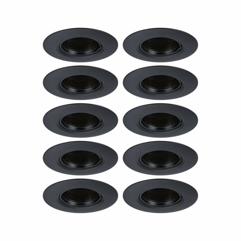 Paulmann Einbauleuchte 10er-Pack starr rund Schwarz 90mm GU10 max. 10x10W 230V dimmbar