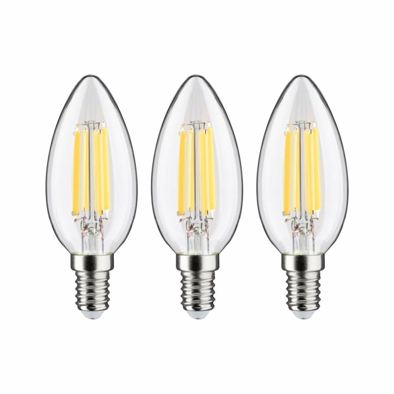 Paulmann Eco-Line Filament 230V LED Kerze E14 3er-Pack  98mm 525lm 2,5W 3000K  Klar