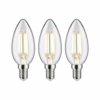 Paulmann Eco-Line Filament 230V LED Kerze E14 3er-Pack  98mm 525lm 2,5W 3000K  Klar