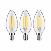 Eco-Line Filament 230V LED Kerze E14 3er-Pack  98mm 525lm 2,5W 3000K  Klar