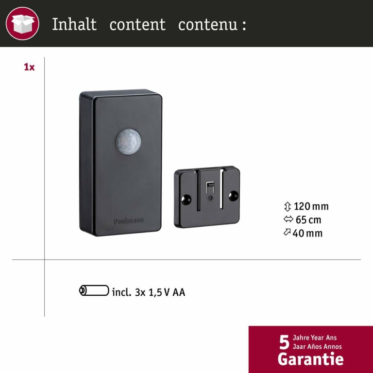 Paulmann Outdoor-Bewegungssensor mit Dämmerungserkennung Smart Home Zigbee 3.0 IP44 Schwarz