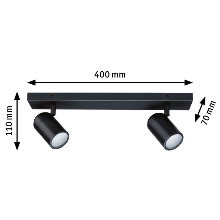 Paulmann Spotlight Zyli  IP44 GU10   230V max. 2x10W dimmbar Schwarz matt