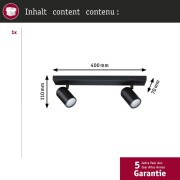 Spotlight Zyli  IP44 GU10   230V max. 2x10W dimmbar Schwarz matt