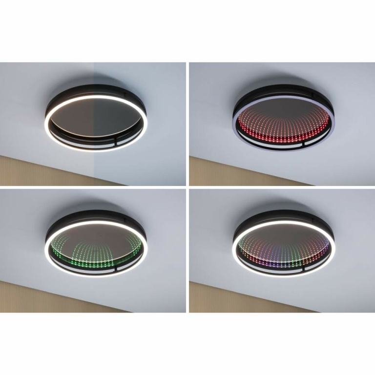 Paulmann LED Wand-/Deckenleuchte Spaceglow One Gaminglicht Partylicht RGB+ 2000lm 230V 34,5W dimmbar Schwarz matt