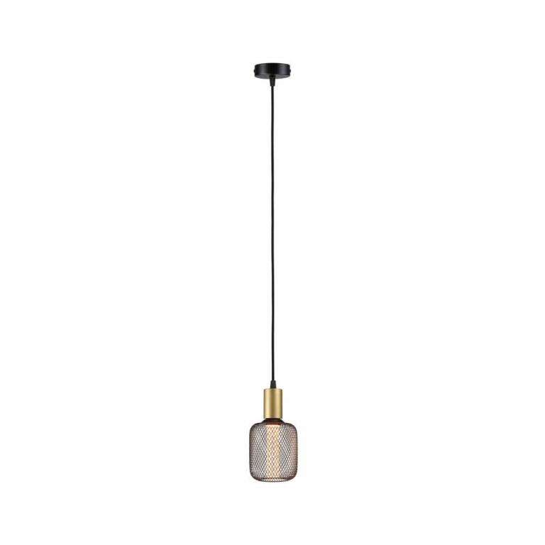 Paulmann Pendelleuchte Ravi Schwarz matt/Gold E27-Sockel IP44 Textilkabel kürzbar Mix&Match