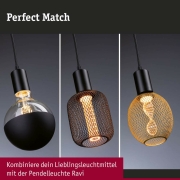 Pendelleuchte Ravi Schwarz matt E27-Sockel IP44 Textilkabel kürzbar Mix&Match