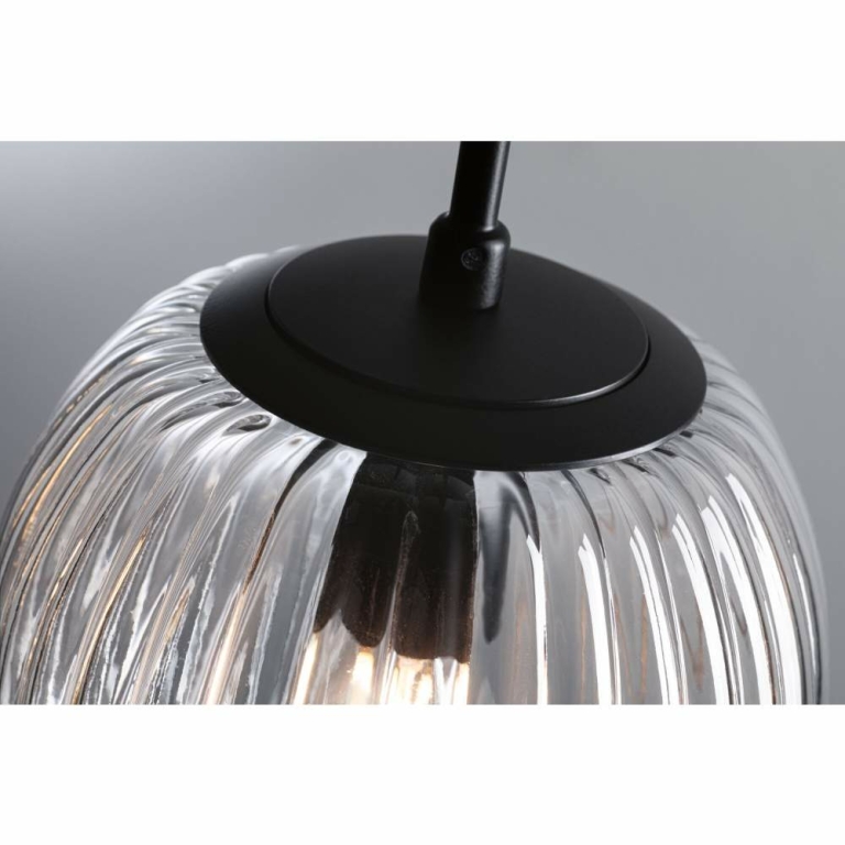 Paulmann LED Pendelleuchte Ruya Glas/Schwarz matt IP44 E14 max. 20W Pendellänge kürzbar