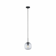 LED Pendelleuchte Ruya Glas/Schwarz matt IP44 E14 max. 20W Pendellänge kürzbar