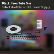 EntertainLED LED Schlauch Black Neon RGB+ 5m 12W 96 LEDs/m inkl. Fernbedienung, Halterungen & Trafo