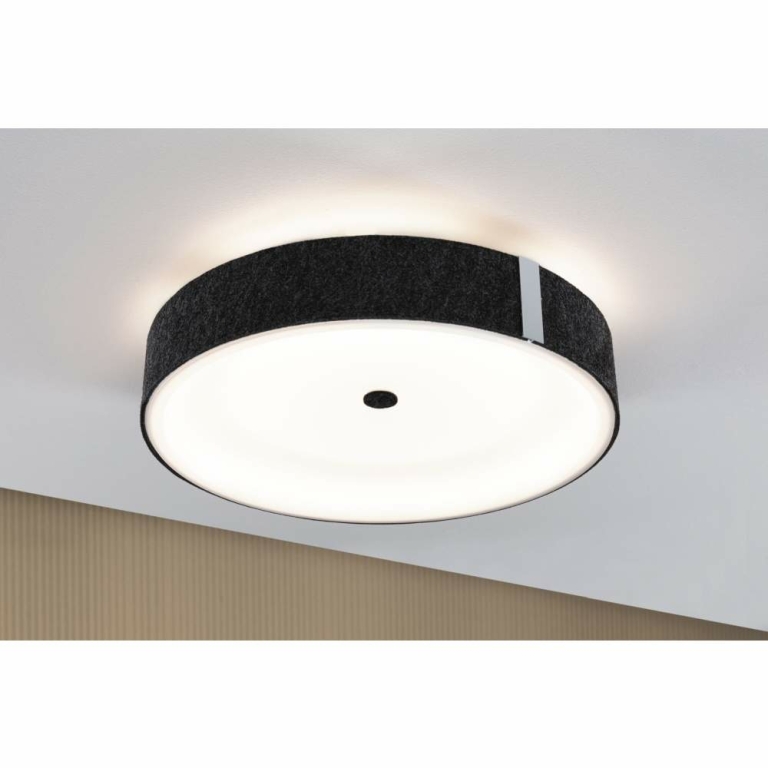 Paulmann Zigbee LED-Deckenleuchte Malika aus Filz in Anthrazit mit Backlight Technik Smart Home Tunable-White-Steuerung dimmbar 230V