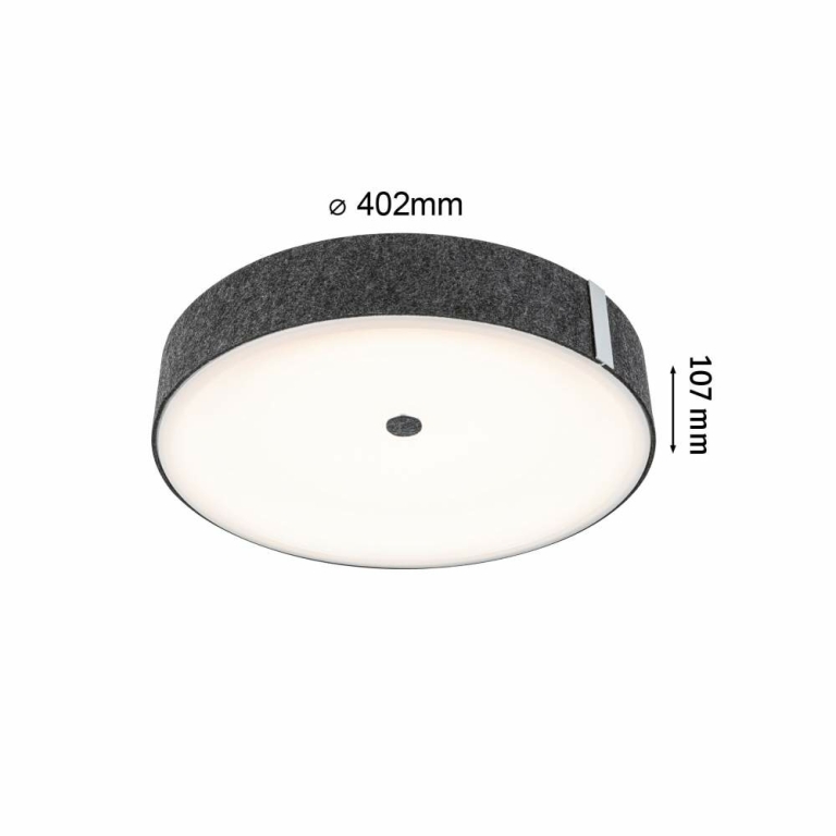 Paulmann Zigbee LED-Deckenleuchte Malika aus Filz in Anthrazit mit Backlight Technik Smart Home Tunable-White-Steuerung dimmbar 230V