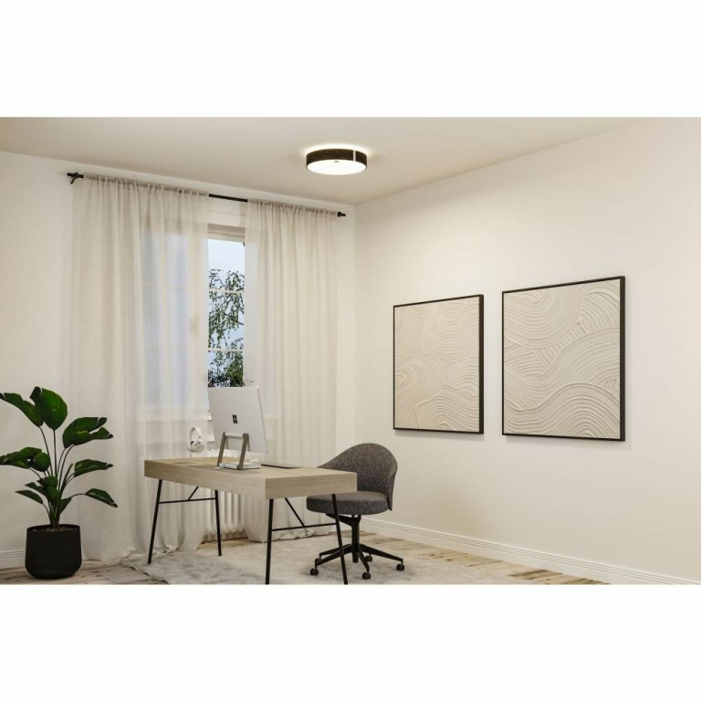 Paulmann Zigbee LED-Deckenleuchte Malika aus Filz in Anthrazit mit Backlight Technik Smart Home Tunable-White-Steuerung dimmbar 230V