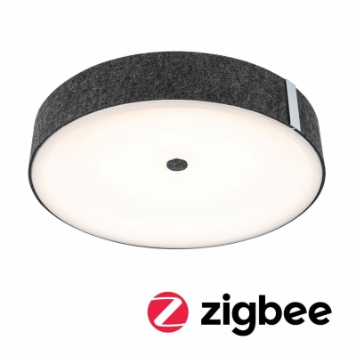 Paulmann Zigbee LED-Deckenleuchte Malika aus Filz in Anthrazit mit Backlight Technik Smart Home Tunable-White-Steuerung dimmbar 230V