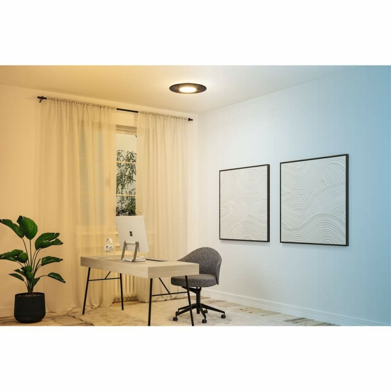 Paulmann Zigbee LED-Deckenleuchte Tulga aus Filz in Anthrazit mit Backlight Technik Smart Home Tunable-White-Steuerung dimmbar 230V