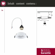 Einbauleuchte 3er-Pack schwenkbar  rund 90mm 30° GU10 max. 3x10W  230V dimmbar  Weiß