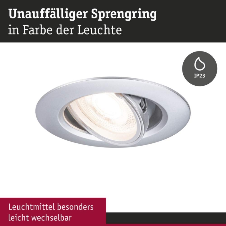 Paulmann Einbauleuchte 3er-Pack schwenkbar  rund 90mm 30° GU10 max. 3x10W  230V dimmbar  Chrom matt