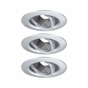 Einbauleuchte 3er-Pack schwenkbar  rund 90mm 30° GU10 max. 3x10W  230V dimmbar  Chrom matt