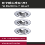 Einbauleuchte 3er-Pack schwenkbar  rund 90mm 30° GU10 max. 3x10W  230V dimmbar  Chrom matt
