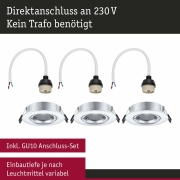 Einbauleuchte 3er-Pack schwenkbar  rund 90mm 30° GU10 max. 3x10W  230V dimmbar  Chrom matt
