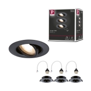 Einbauleuchte 3er-Pack schwenkbar  rund 90mm 30° GU10 max. 3x10W  230V dimmbar  Schwarz