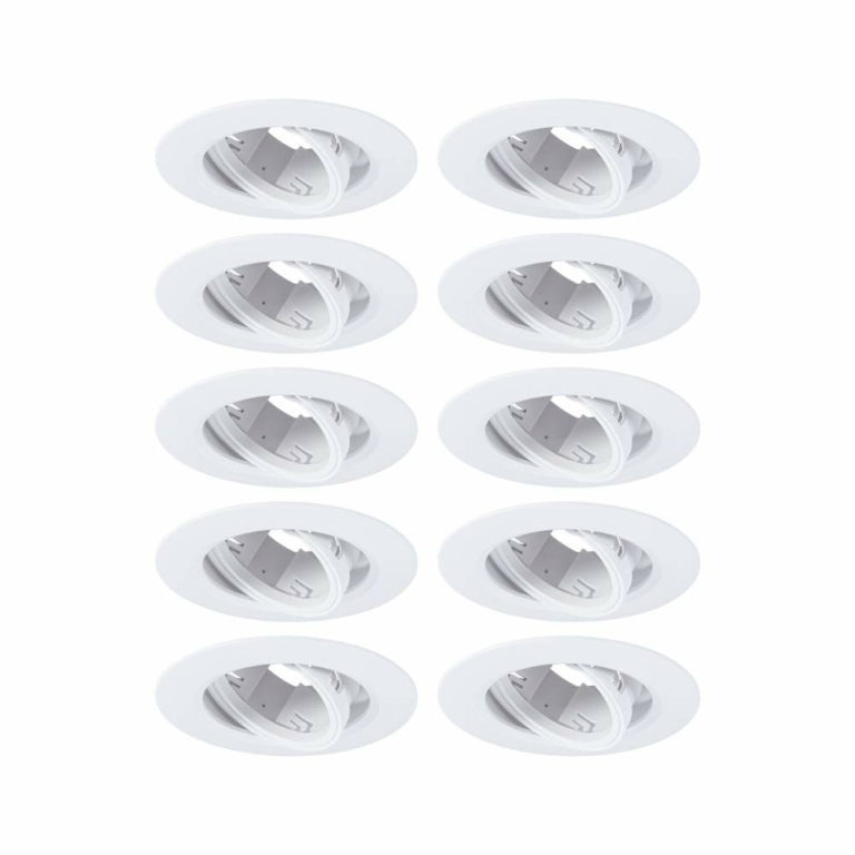 Paulmann Einbauleuchte 10er-Pack schwenkbar  rund 90mm 30° GU10 max. 10x10W  230V dimmbar  Weiß